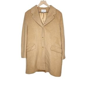 Saxton Hall Camel Hair Peacoat Tan Long Button Up Womens Size 16